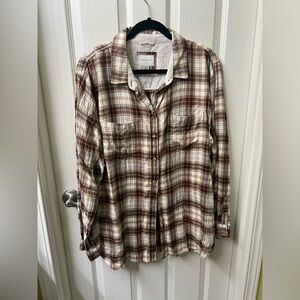 American Eagle Plaid Top with Eyelet Lace XL
